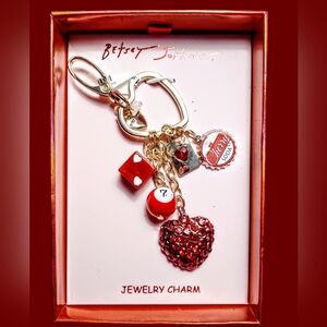 ❤️*Betsey Johnson* RED HEART CRYSTAL💎 + Charm Keychain! 🎲